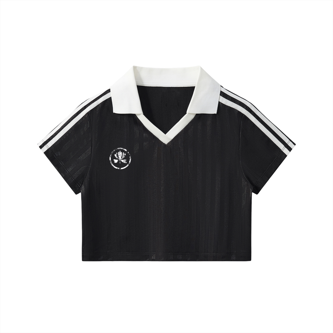 Contrast Collar Striped Cropped Jersey