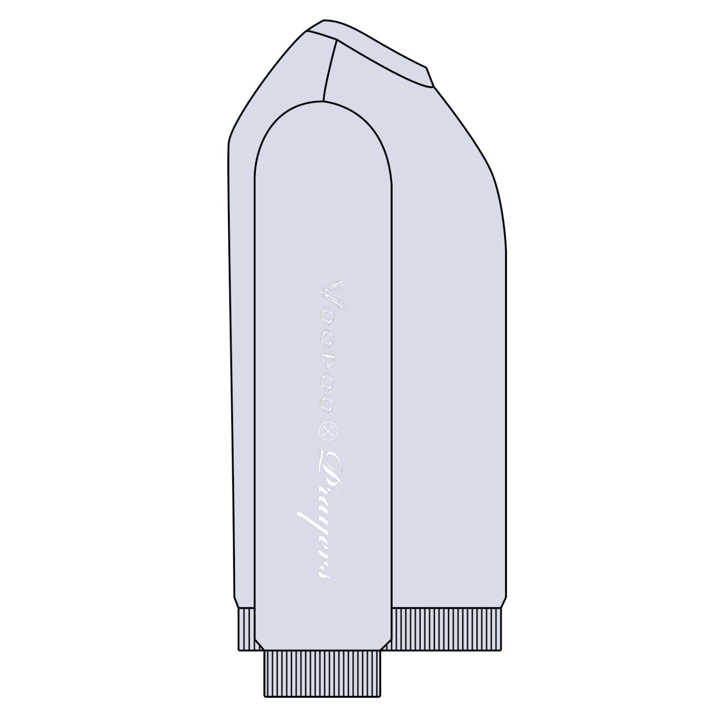 Outline of a hoodie on a white background