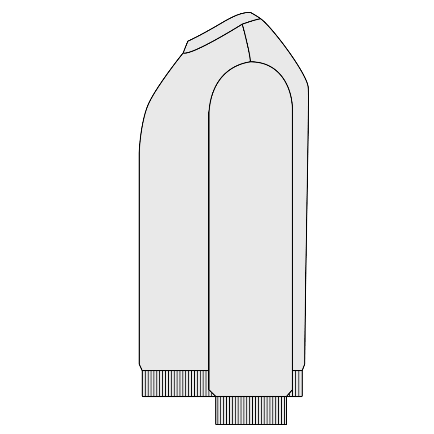 Outline of a white hoodie on a white background