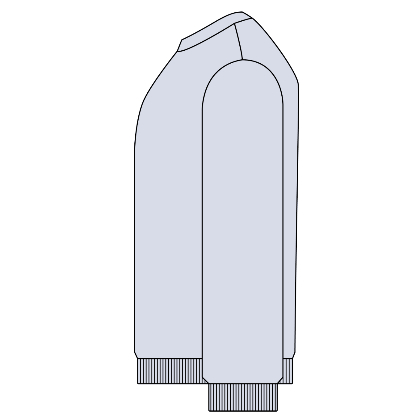 Outline of a long-sleeve shirt on a white background