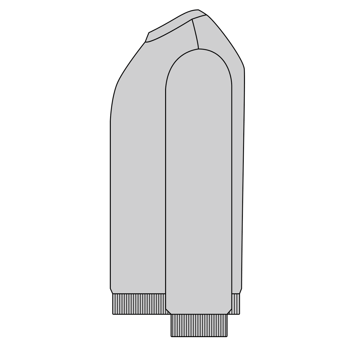Outline of a long-sleeve shirt on a white background