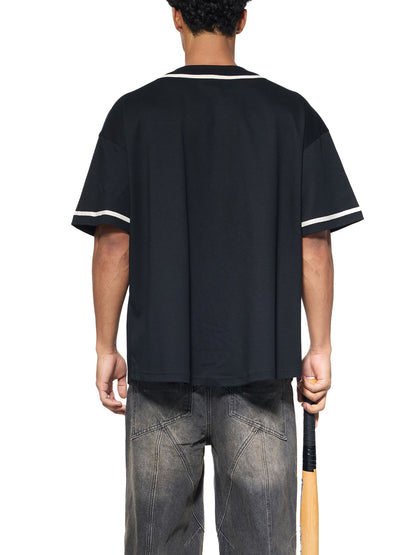 Contrast Piped Button-Up Jersey